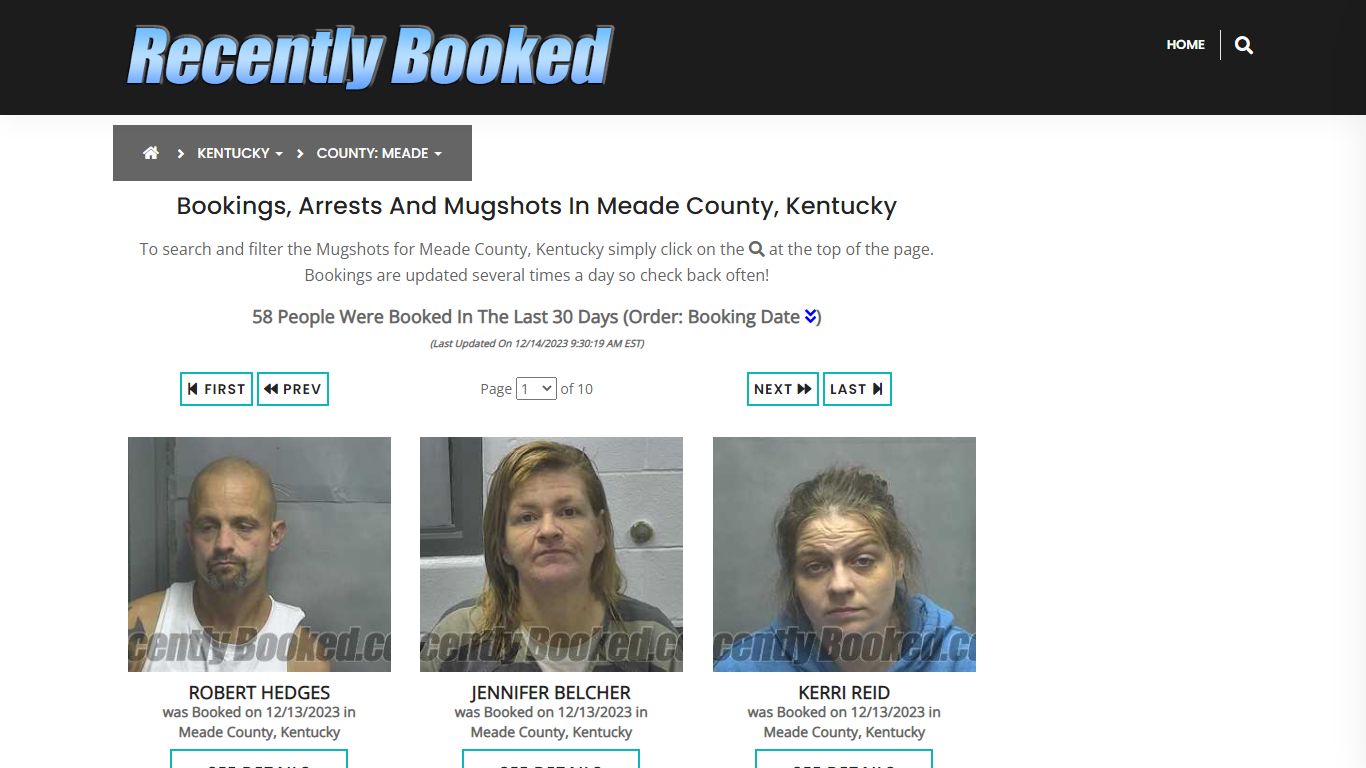 Bookings, Arrests and Mugshots in Meade County, Kentucky - Recently Booked