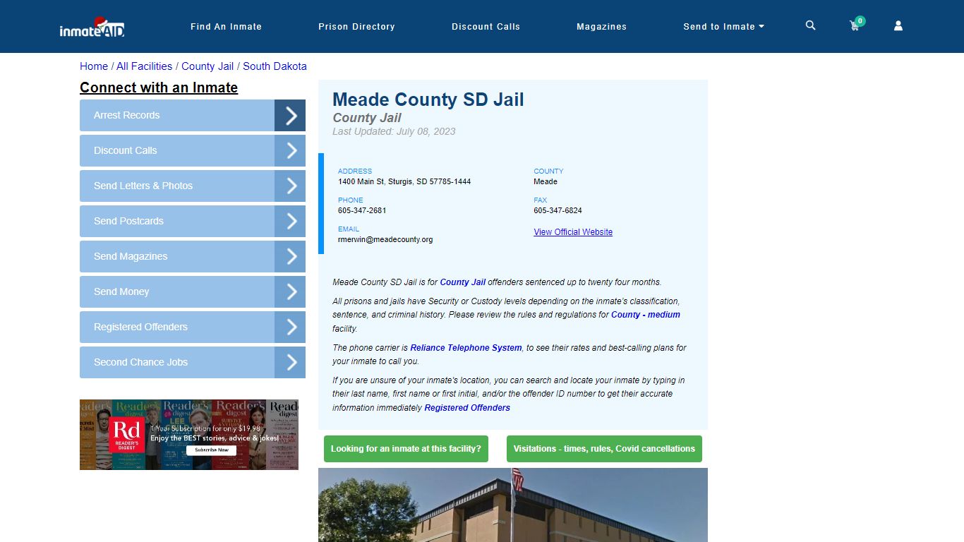 Meade County SD Jail - Inmate Locator - Sturgis, SD